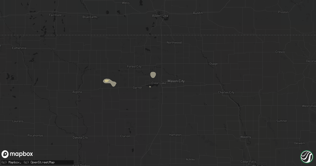 Hail map in Clear Lake, IA on July 4, 2026