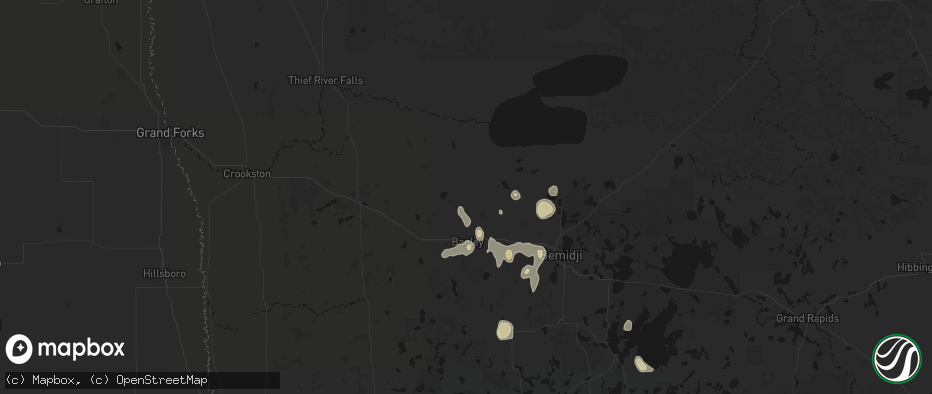 Hail map in Clearbrook, MN on July 4, 2026