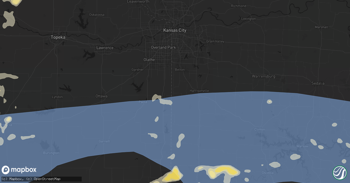 Hail map in Cleveland, MO on July 4, 2026