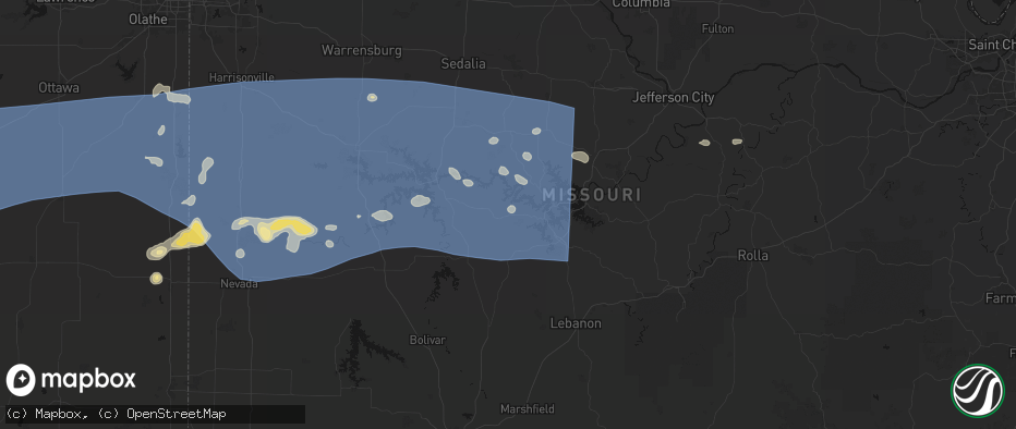 Hail map in Climax Springs, MO on July 4, 2026
