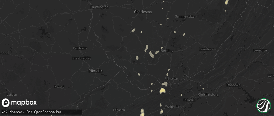 Hail map in Coal Mountain, WV on July 4, 2026