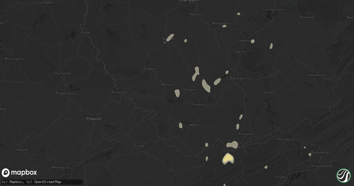 Hail map in Coal Mountain, WV on July 4, 2026