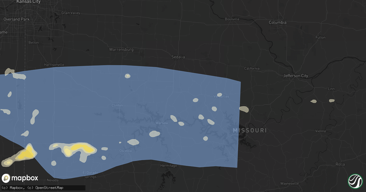 Hail map in Cole Camp, MO on July 4, 2026