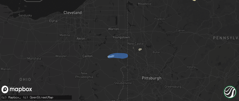 Hail map in Columbiana, OH on July 4, 2026