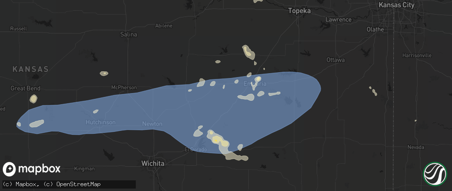 Hail map in Cottonwood Falls, KS on July 4, 2026