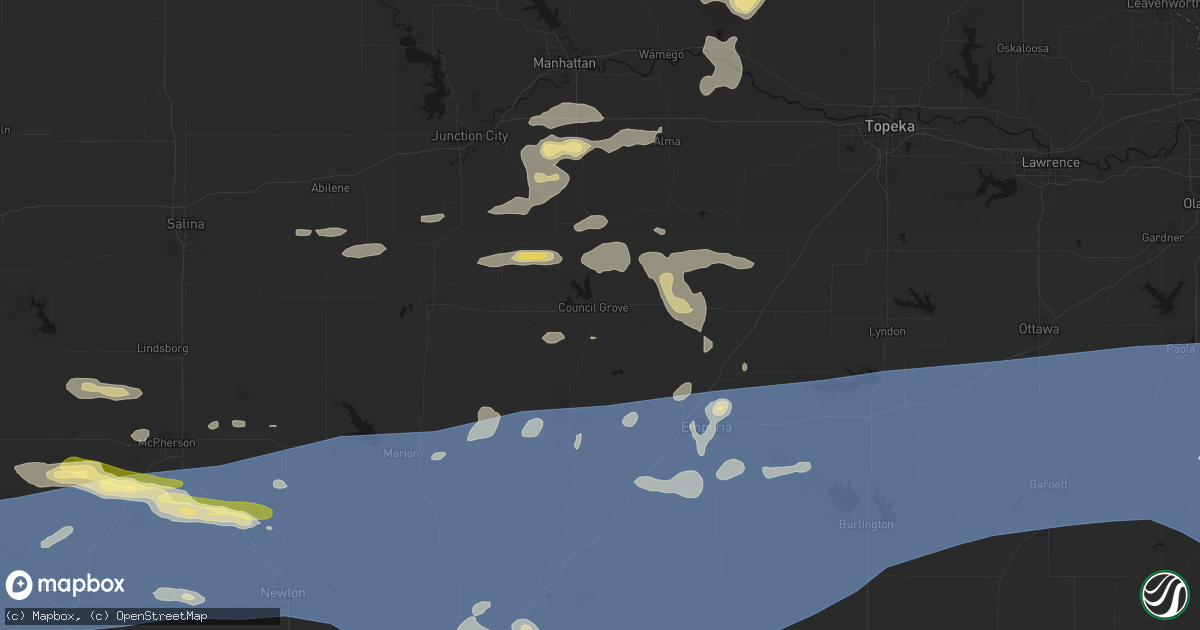 Hail map in Council Grove, KS on July 4, 2026