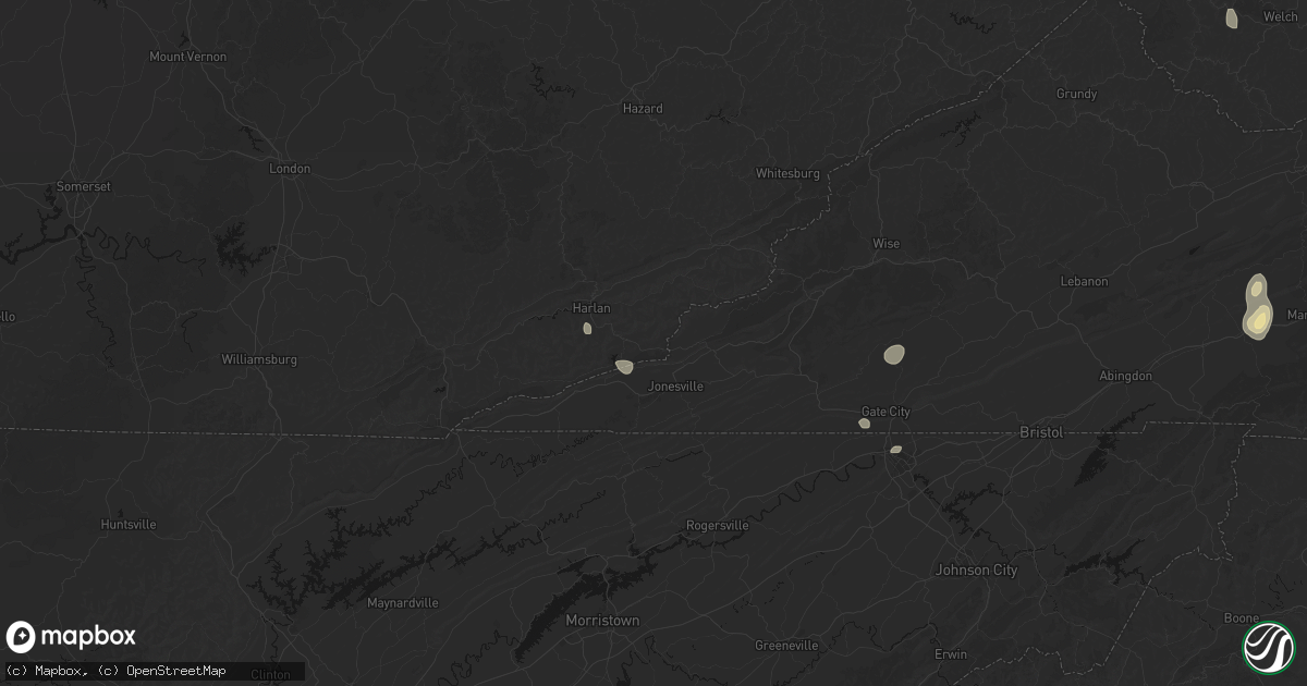 Hail map in Cranks, KY on July 4, 2026
