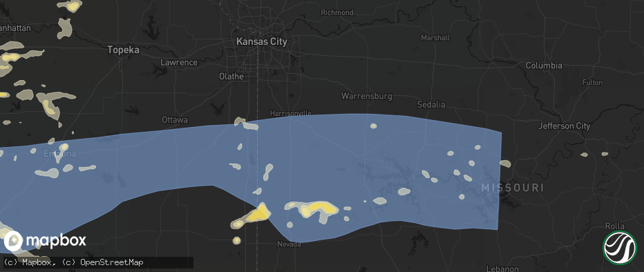 Hail map in Creighton, MO on July 4, 2026