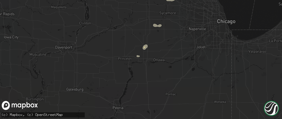 Hail map in Dalzell, IL on July 4, 2026