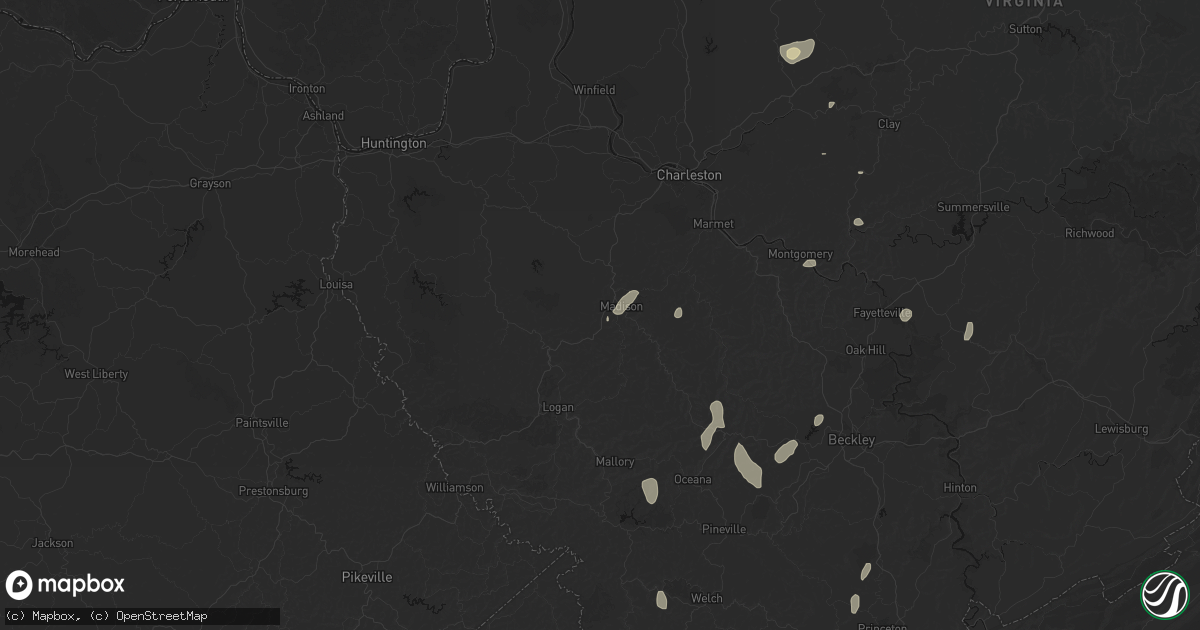 Hail map in Danville, WV on July 4, 2026