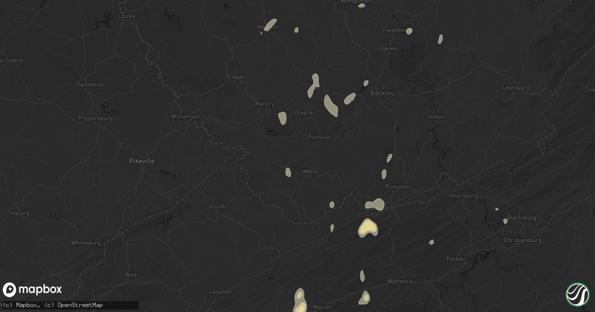 Hail map in Davy, WV on July 4, 2026