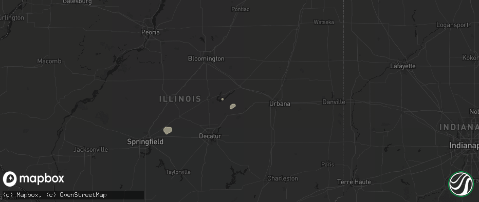Hail map in De Land, IL on July 4, 2026
