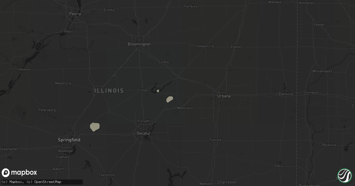 Hail map in De Land, IL on July 4, 2026