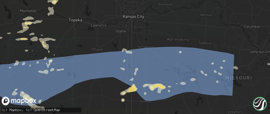 Hail map in Drexel, MO on July 4, 2026
