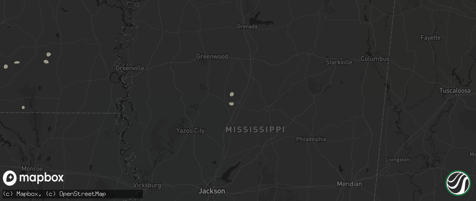 Hail map in Durant, MS on July 4, 2026