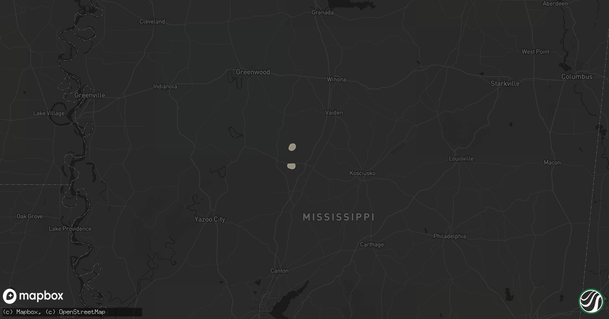 Hail map in Durant, MS on July 4, 2026