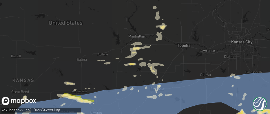 Hail map in Dwight, KS on July 4, 2026