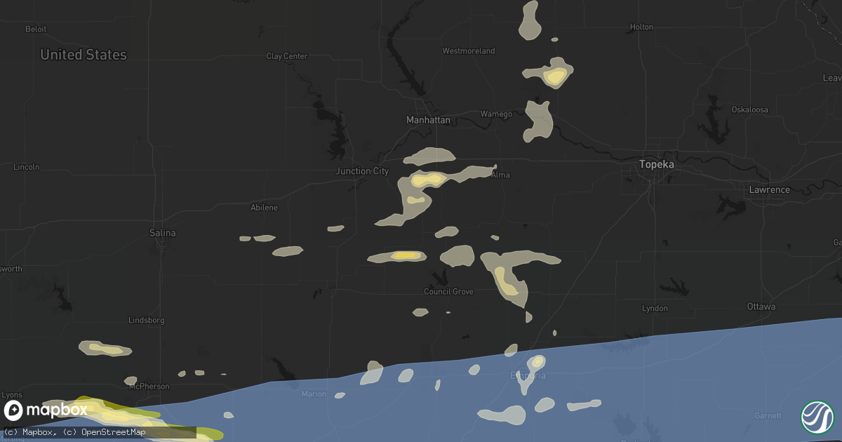 Hail map in Dwight, KS on July 4, 2026