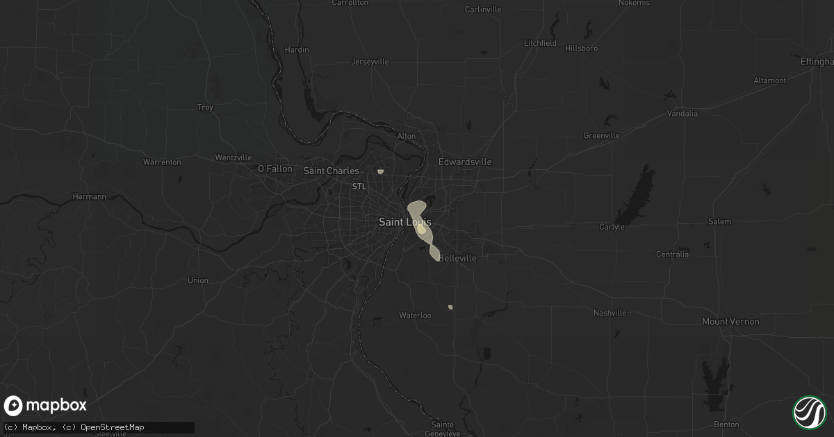 Hail map in East Saint Louis, IL on July 4, 2026