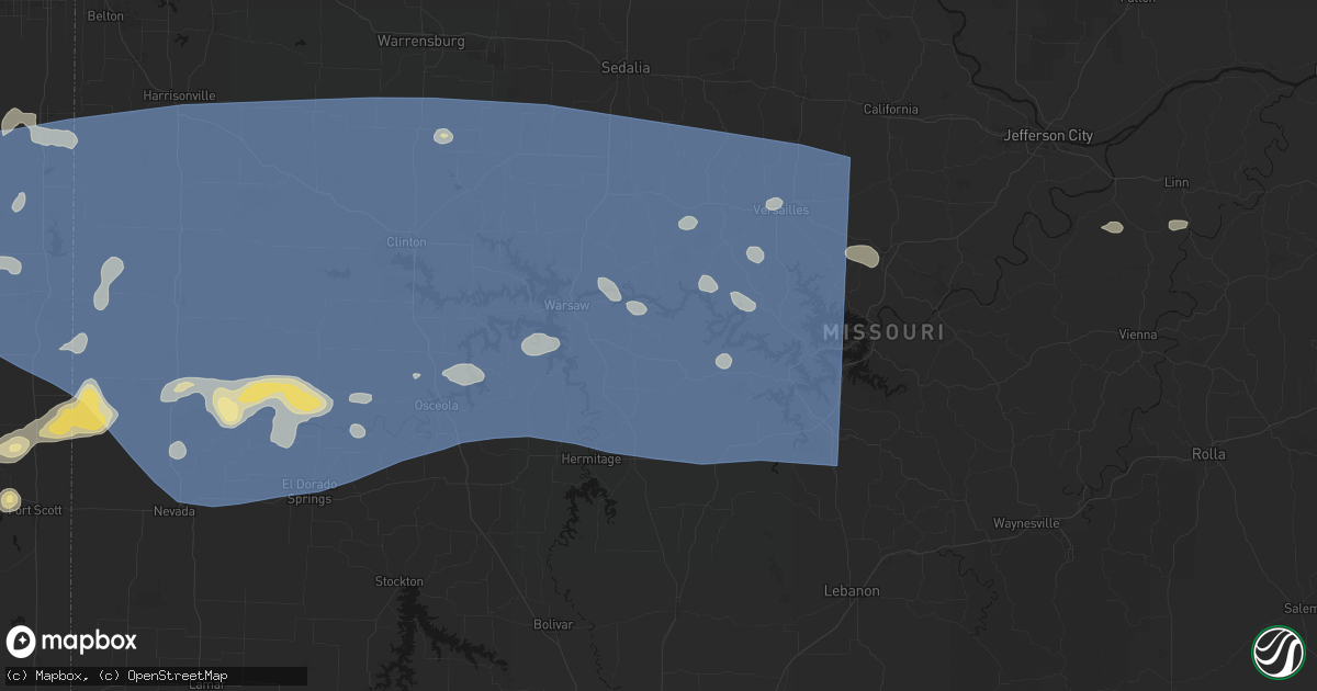 Hail map in Edwards, MO on July 4, 2026