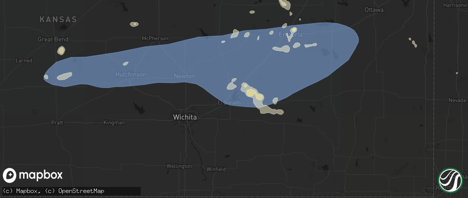Hail map in El Dorado, KS on July 4, 2026