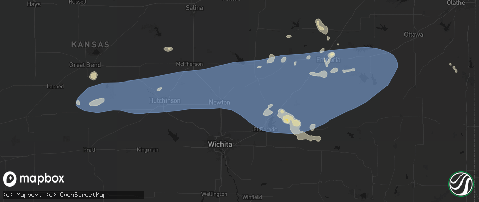 Hail map in Elbing, KS on July 4, 2026