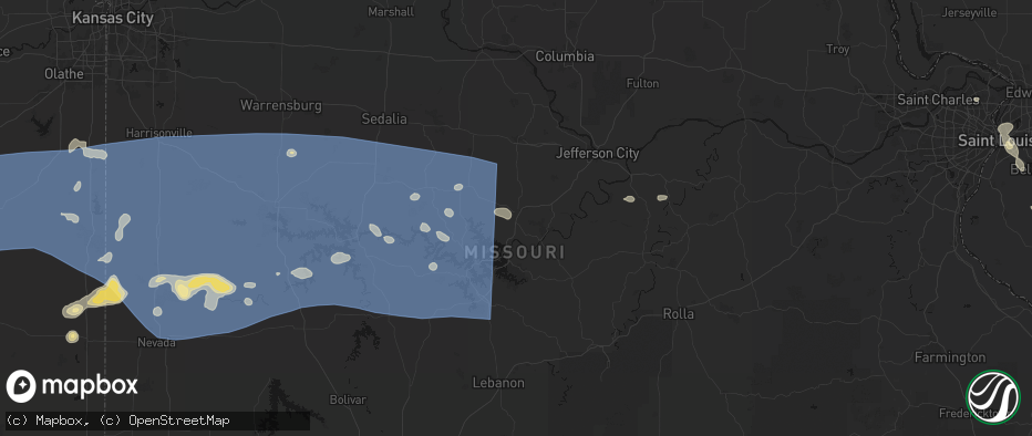 Hail map in Eldon, MO on July 4, 2026