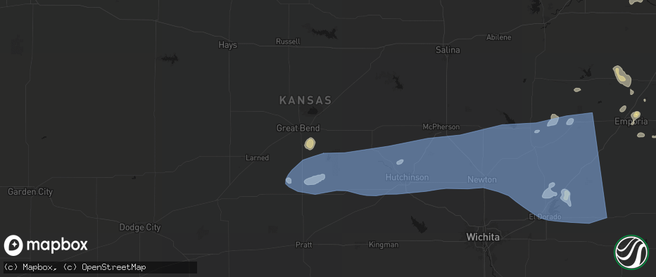 Hail map in Ellinwood, KS on July 4, 2026