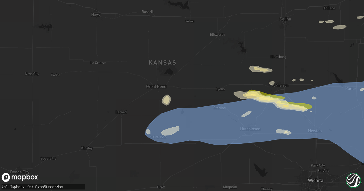 Hail map in Ellinwood, KS on July 4, 2026