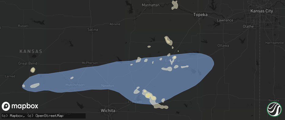 Hail map in Elmdale, KS on July 4, 2026