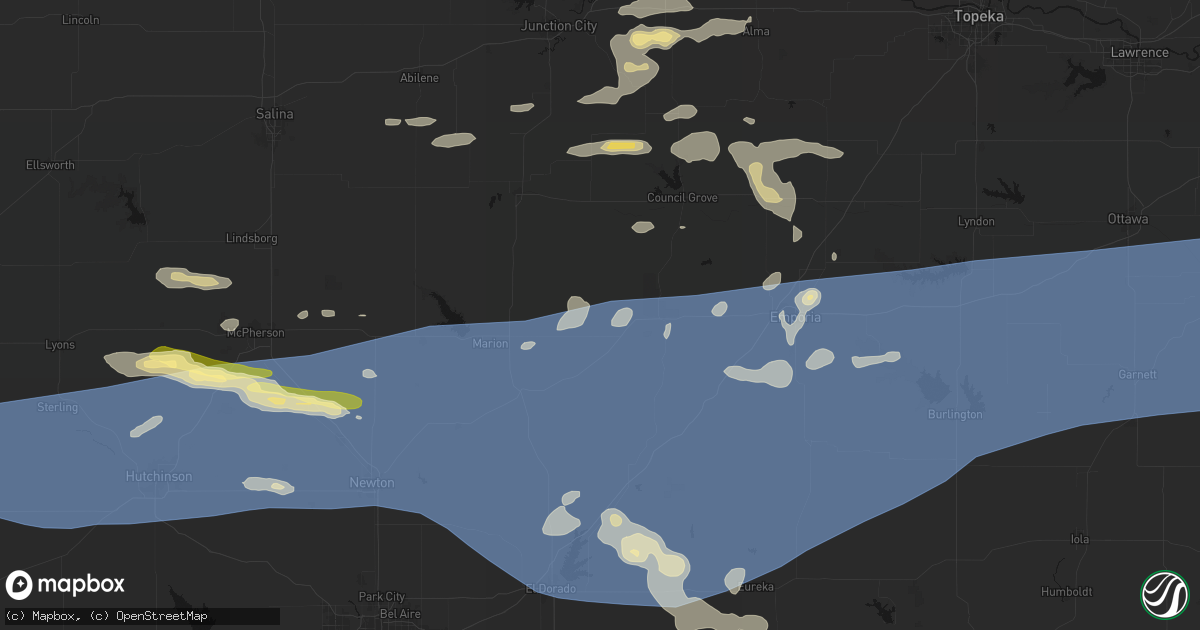 Hail map in Elmdale, KS on July 4, 2026