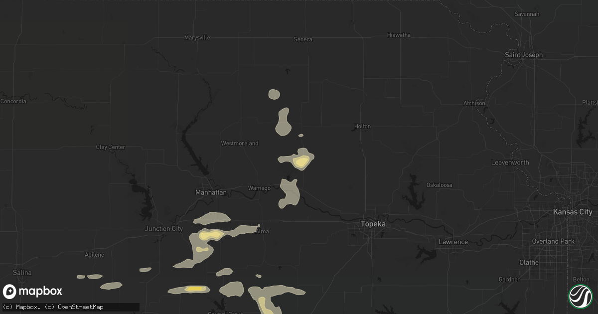 Hail map in Emmett, KS on July 4, 2026