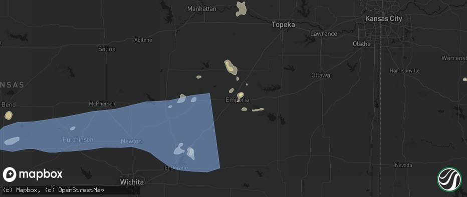 Hail map in Emporia, KS on July 4, 2026