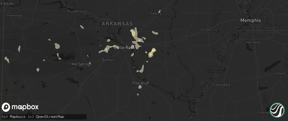 Hail map in England, AR on July 4, 2026