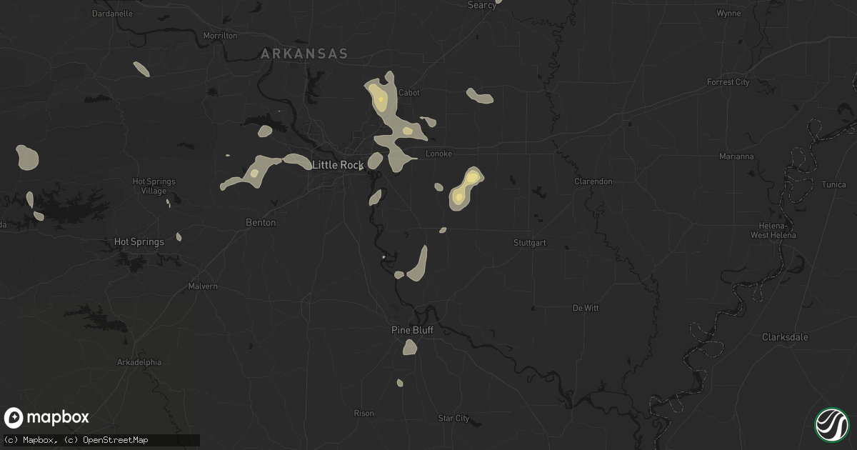 Hail map in England, AR on July 4, 2026