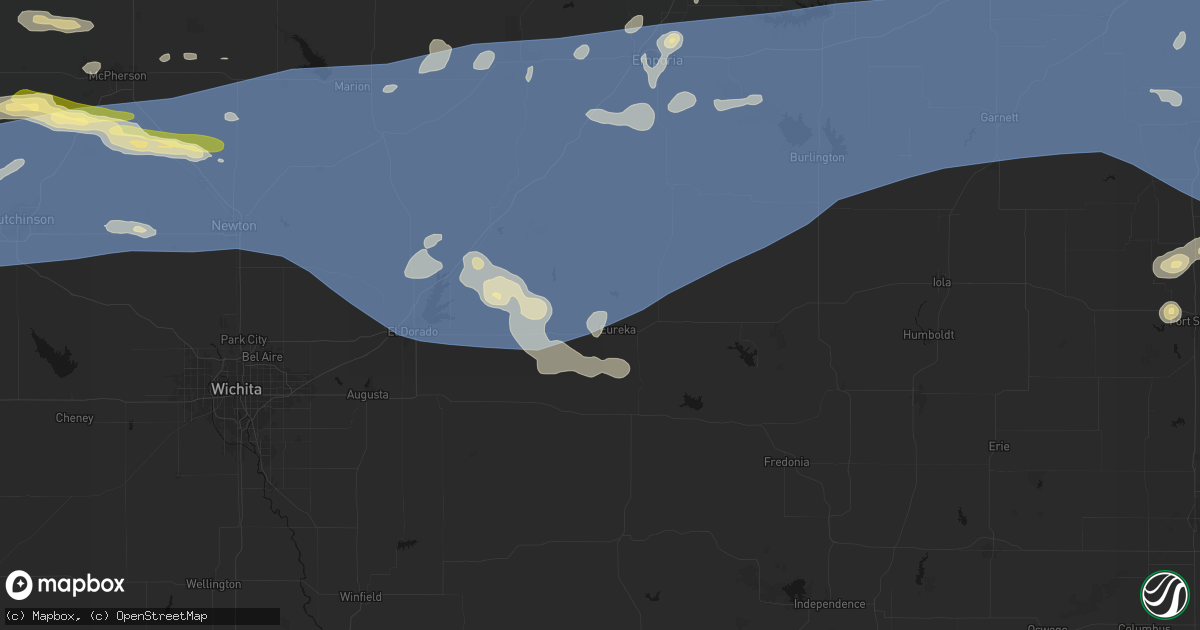 Hail map in Eureka, KS on July 4, 2026
