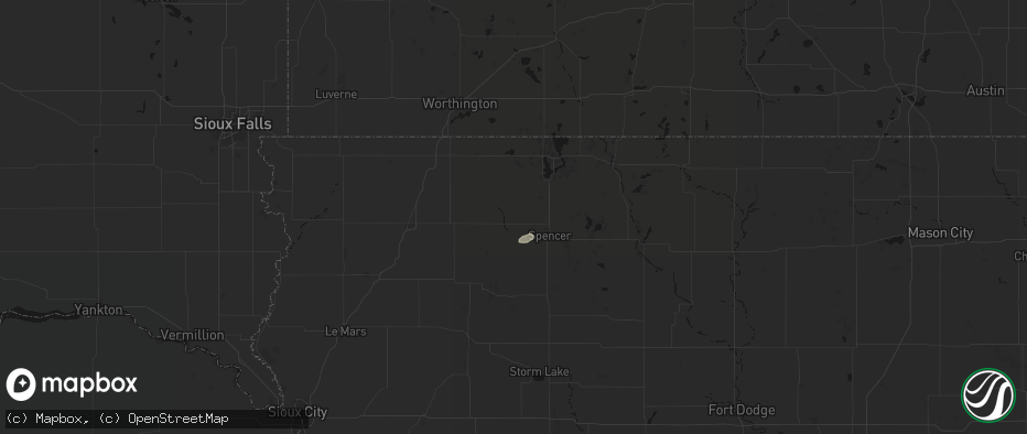 Hail map in Everly, IA on July 4, 2026