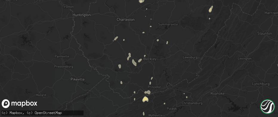 Hail map in Fairdale, WV on July 4, 2026