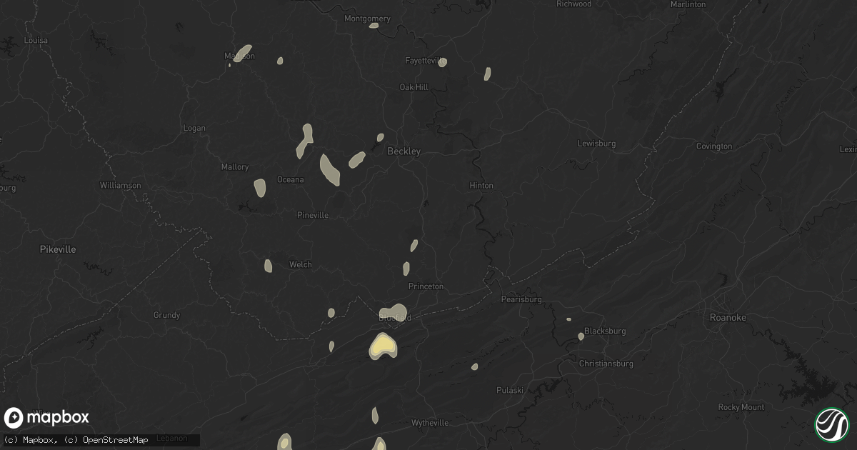 Hail map in Flat Top, WV on July 4, 2026
