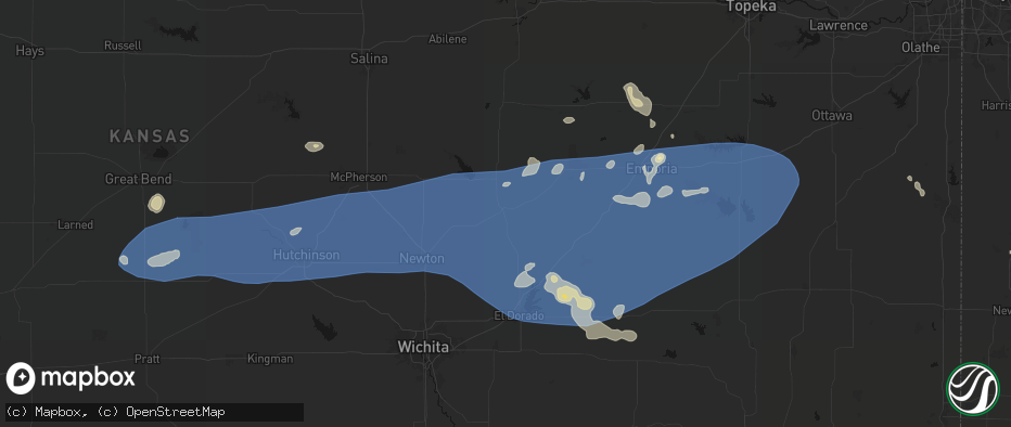Hail map in Florence, KS on July 4, 2026