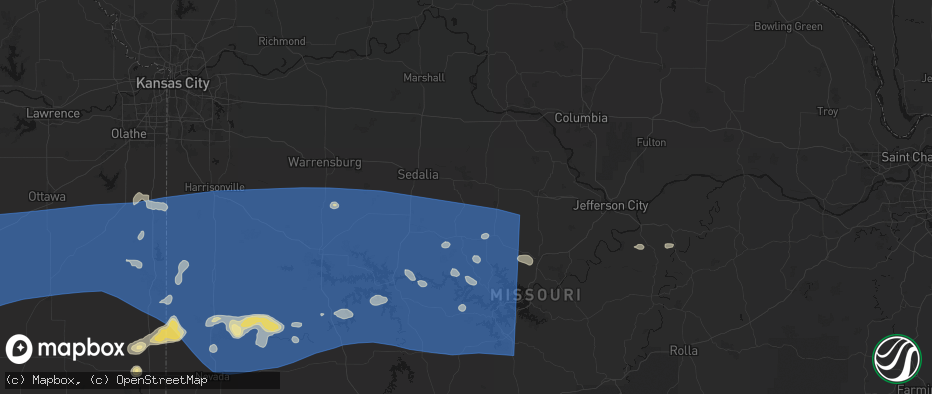 Hail map in Florence, MO on July 4, 2026