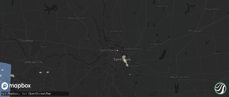 Hail map in Florissant, MO on July 4, 2026