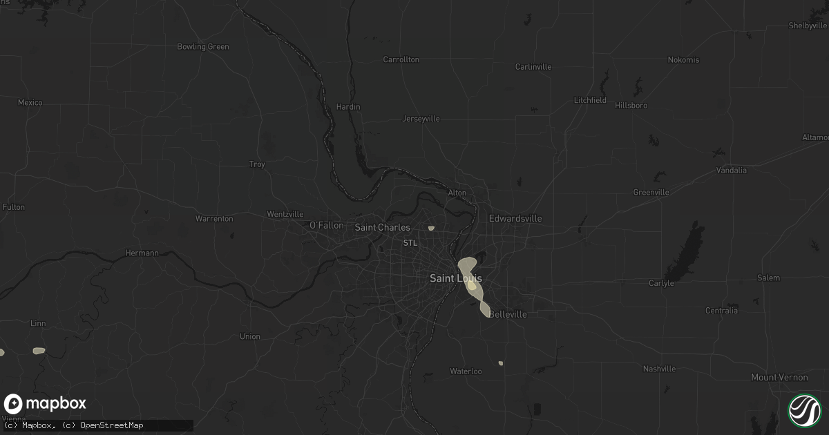 Hail map in Florissant, MO on July 4, 2026