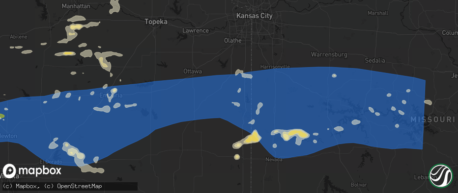 Hail map in Fontana, KS on July 4, 2026
