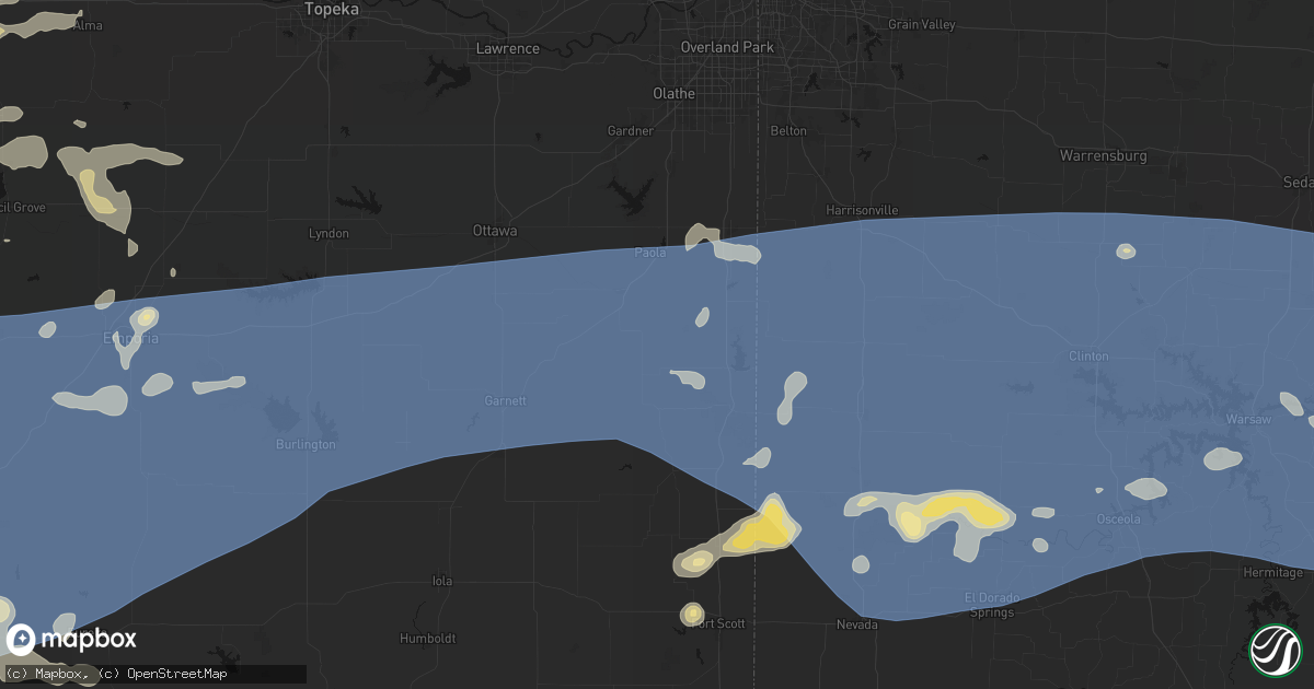 Hail map in Fontana, KS on July 4, 2026
