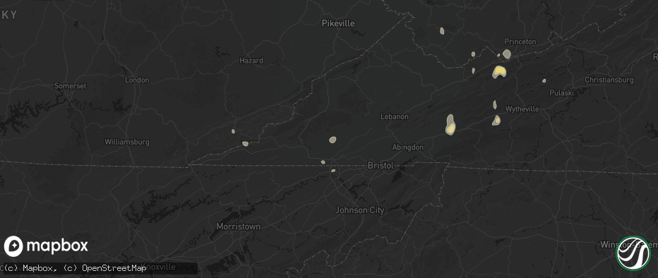 Hail map in Fort Blackmore, VA on July 4, 2026