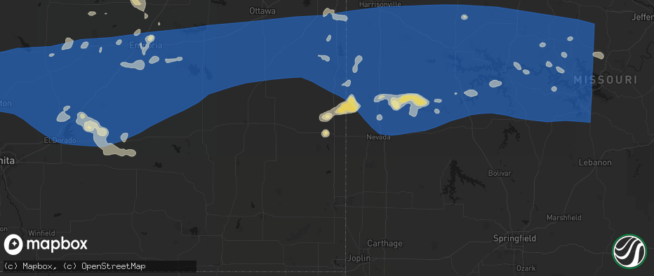 Hail map in Fort Scott, KS on July 4, 2026