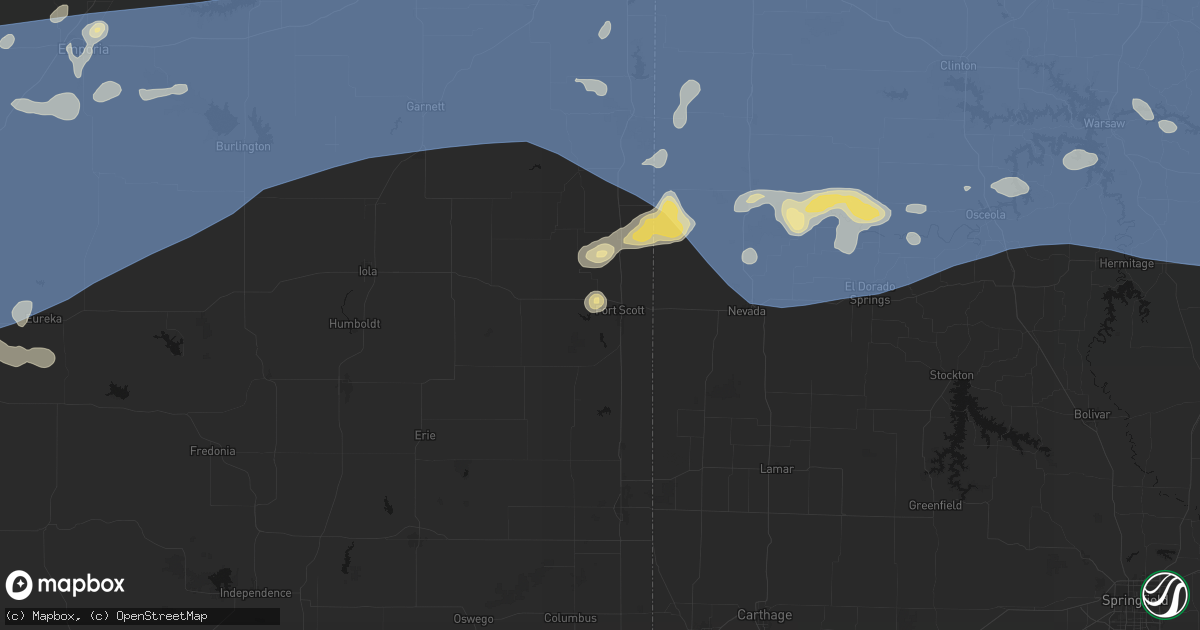 Hail map in Fort Scott, KS on July 4, 2026