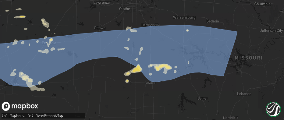 Hail map in Foster, MO on July 4, 2026