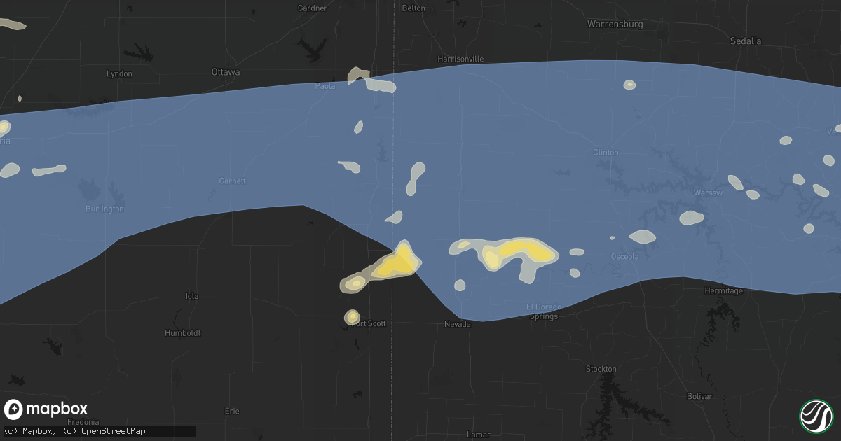 Hail map in Foster, MO on July 4, 2026